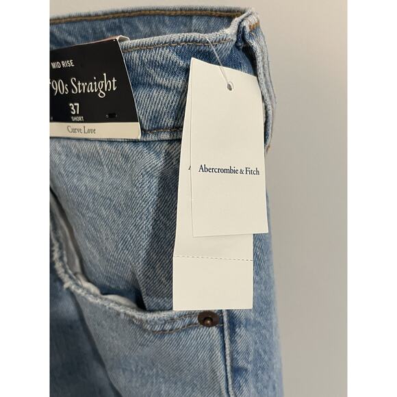 Abercrombie Fitch Jeans Women's The 90s Straight 37 Short Curve Love NWT - Picture 7 of 11
